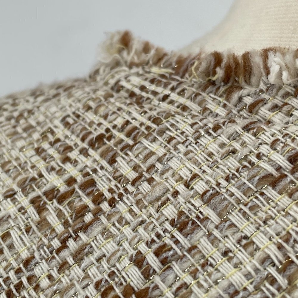 Brooks Brothers Fringed Cream Brown Metallic Nubby Tweed Fitted Career Blazer 12 - Picture 9 of 13